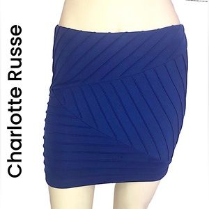 Royal Blue Ribbed Mini Skirt